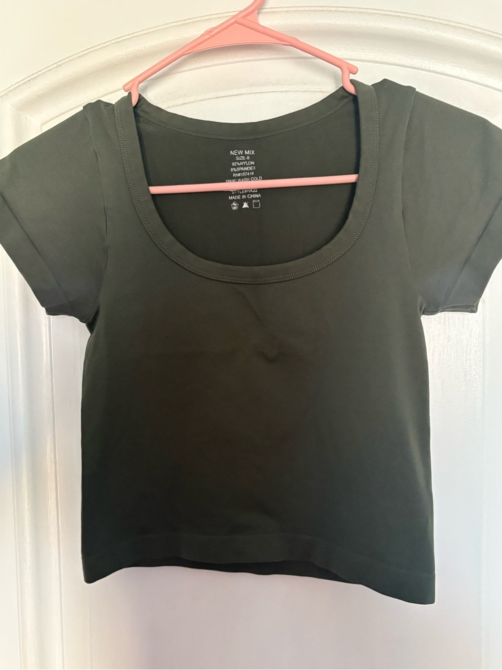 New Mix Olive Green Scoop Neck Short Sleeve Tee